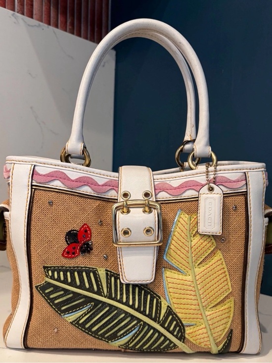 Coach Handbags - Coach Limited Edition Satchel Tropical Leaf Ladybug Appliqué Vintage RARE